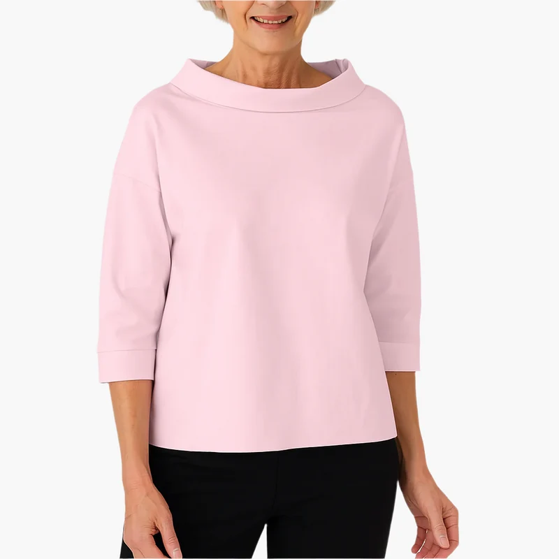 Elegantes Oberteil mit Stehkragen | Damen 3/4-Ärmel Shirt