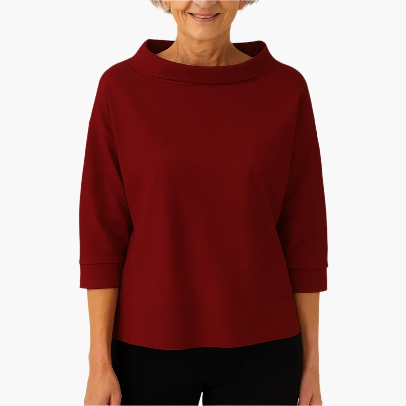 Elegantes Oberteil mit Stehkragen | Damen 3/4-Ärmel Shirt