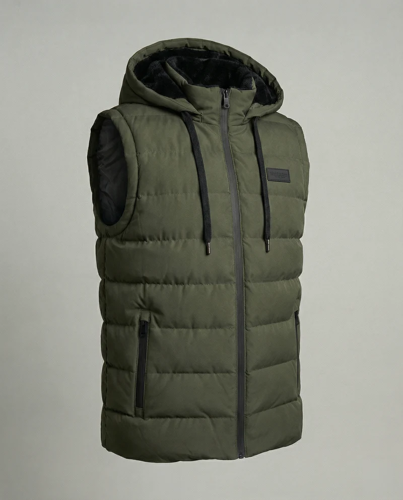 Gilet imbottito con cappuccio senza maniche | Moda donna