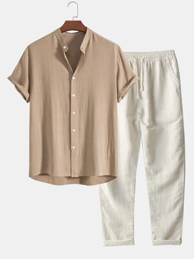 Completo da uomo con camicia a manica corta e pantaloni | Moda casual