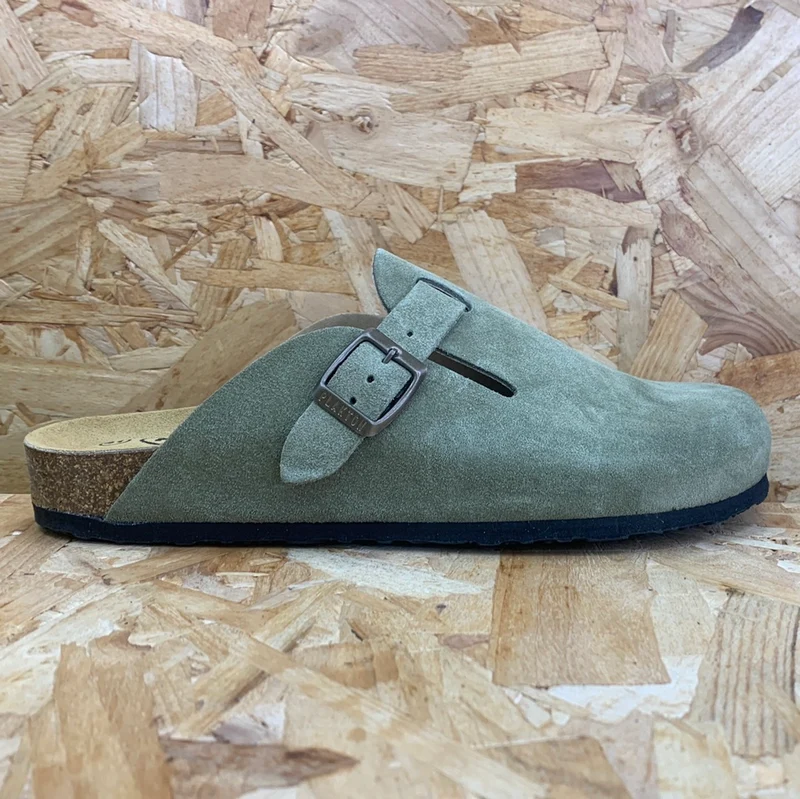 Plakton Herren Gibraltar Leder-Pantoletten – Hellkhaki