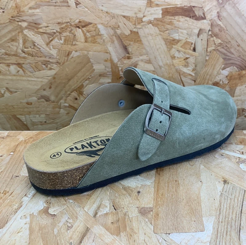 Plakton Herren Gibraltar Leder-Pantoletten – Hellkhaki
