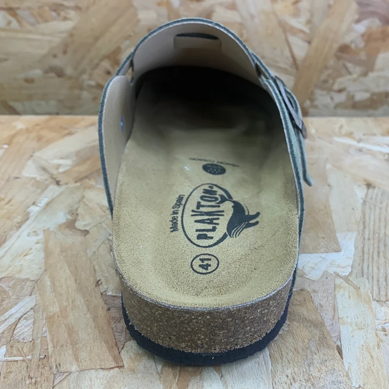 Plakton Herren Gibraltar Leder-Pantoletten – Hellkhaki
