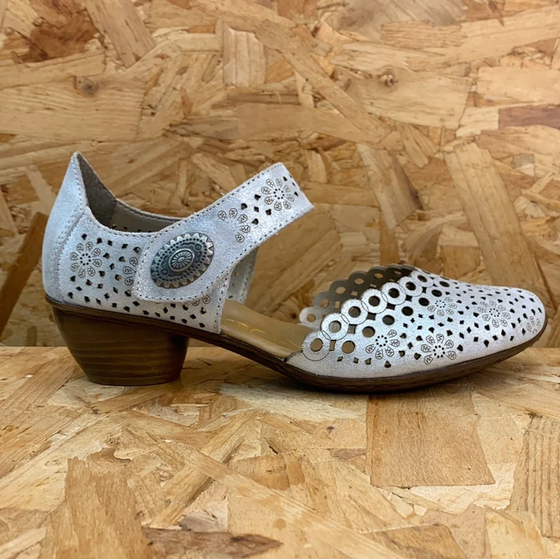 Rieker Modische Damen-Sandale mit Absatz – Silber