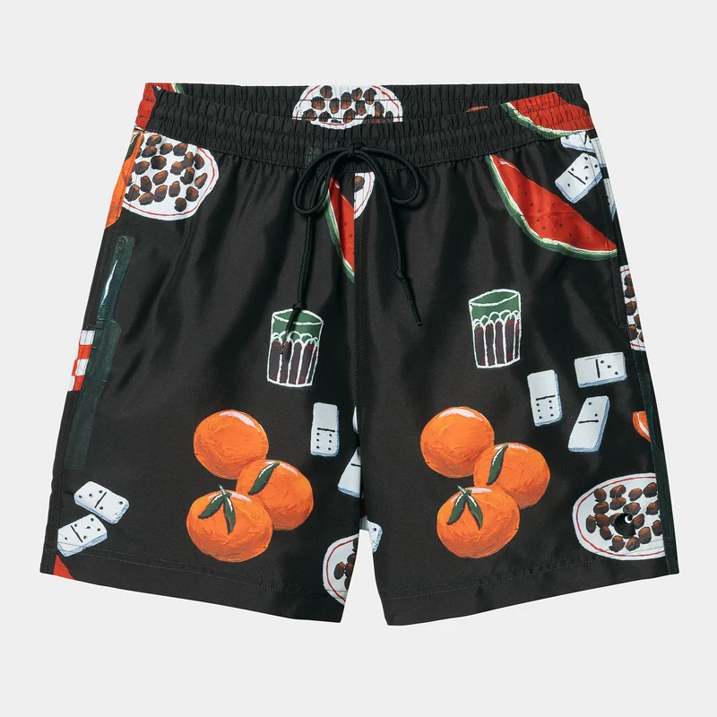Carhartt WIP Herren Slater Isis Maria Dinner Print Badeshorts – Schwarz