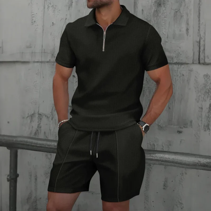 Set combinato da uomo | Polo con cerniera e pantaloncini