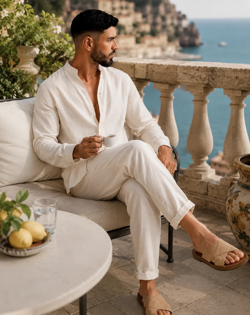 Set loungewear in lino da uomo | Abbigliamento casual traspirante