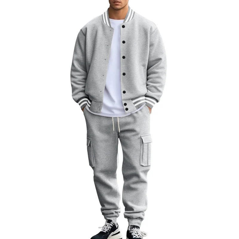 Herren nan College-Bomberjacke mit kontrastbündchen und Cargo-Jogginghose Set Drune