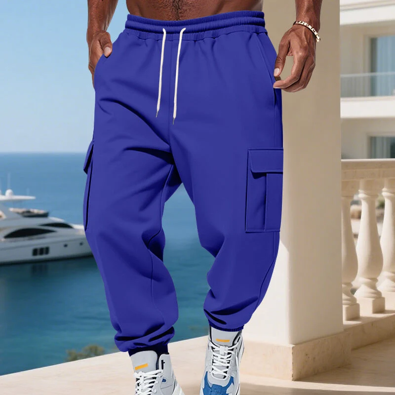 Herren nan Cargo-Jogginghose mit Elastikbund Kordelzug und aufgesetzten Seitentaschen Drune