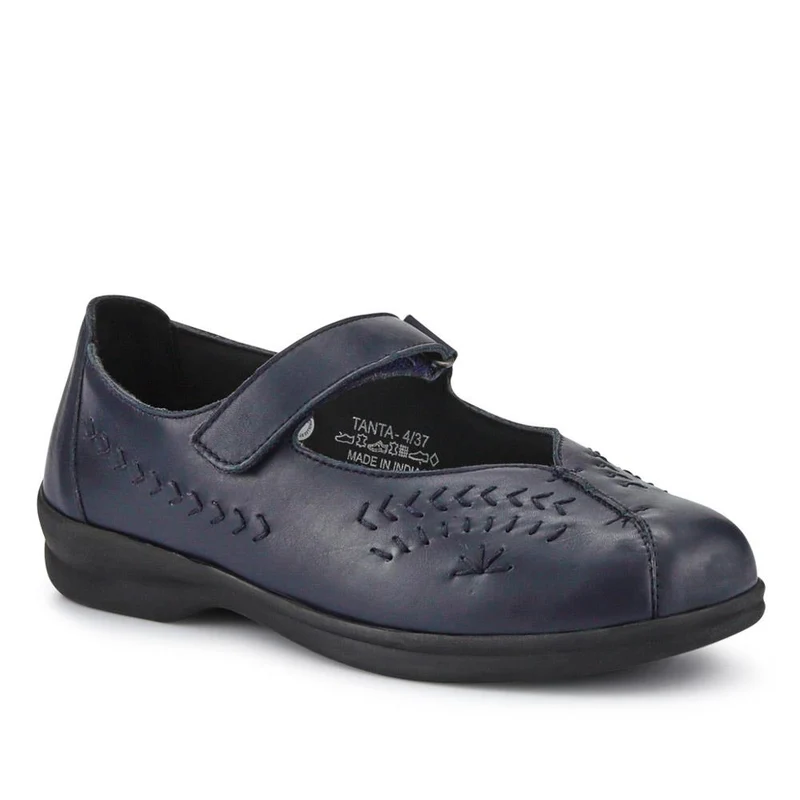 Extra-Wide Leather Mary Janes - TANTA / 327 206 - Navy