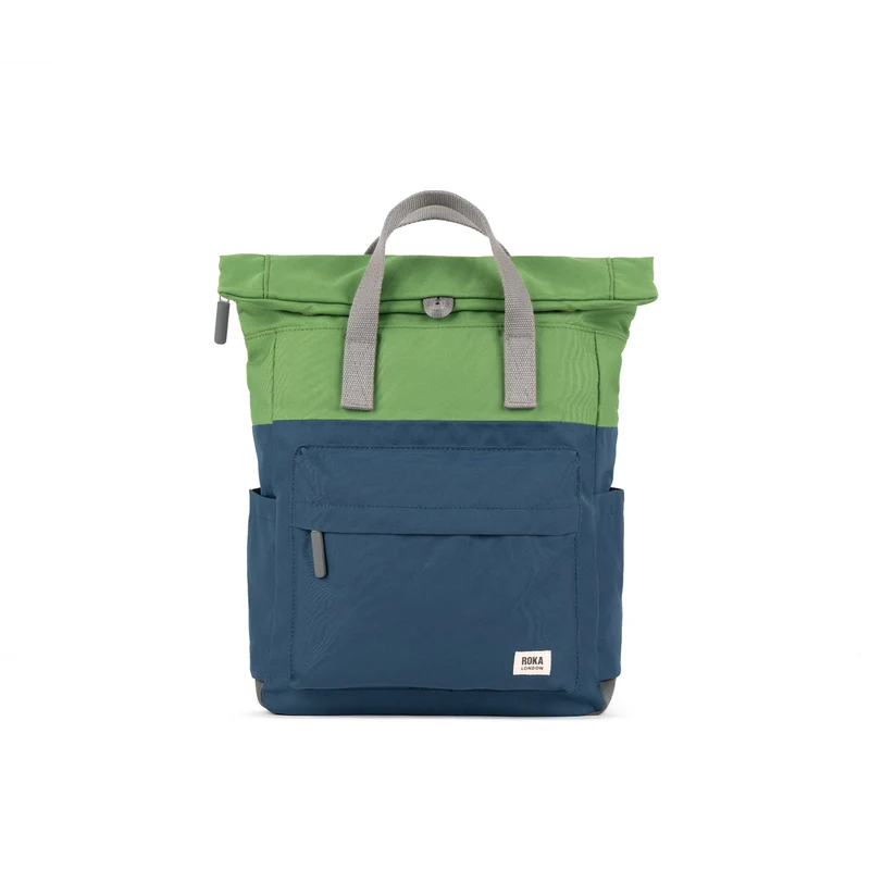 ROKA Kreativer Abfall Canfield B Tiefblau/Laubgrün Mittelgroße Tasche aus recyceltem Canvas