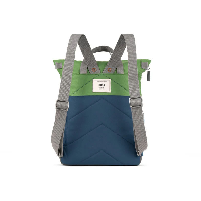 ROKA Kreativer Abfall Canfield B Tiefblau/Laubgrün Mittelgroße Tasche aus recyceltem Canvas