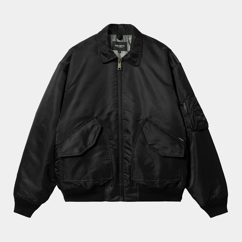 Carhartt WIP Herren Olten Bomberjacke – Schwarz / Rauchgrün