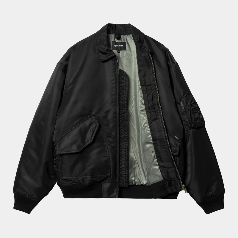 Carhartt WIP Herren Olten Bomberjacke – Schwarz / Rauchgrün