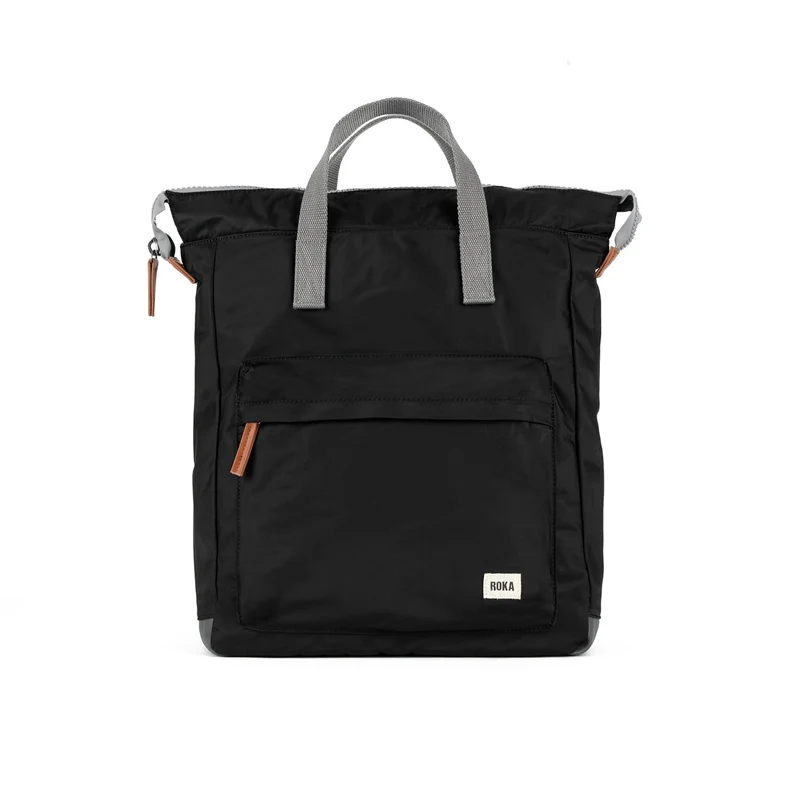 ROKA Bantry B Schwarze große Tasche aus recyceltem Nylon