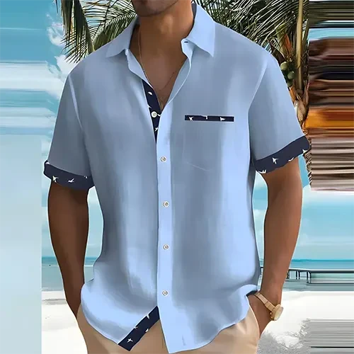 Camicia estiva traspirante da uomo | camicia a maniche corte