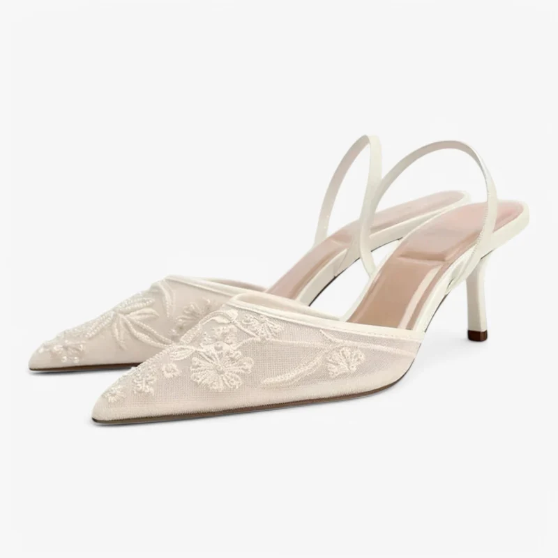 Diana | Elegante spitze Pumps mit Blumenstickerei und Komfort
