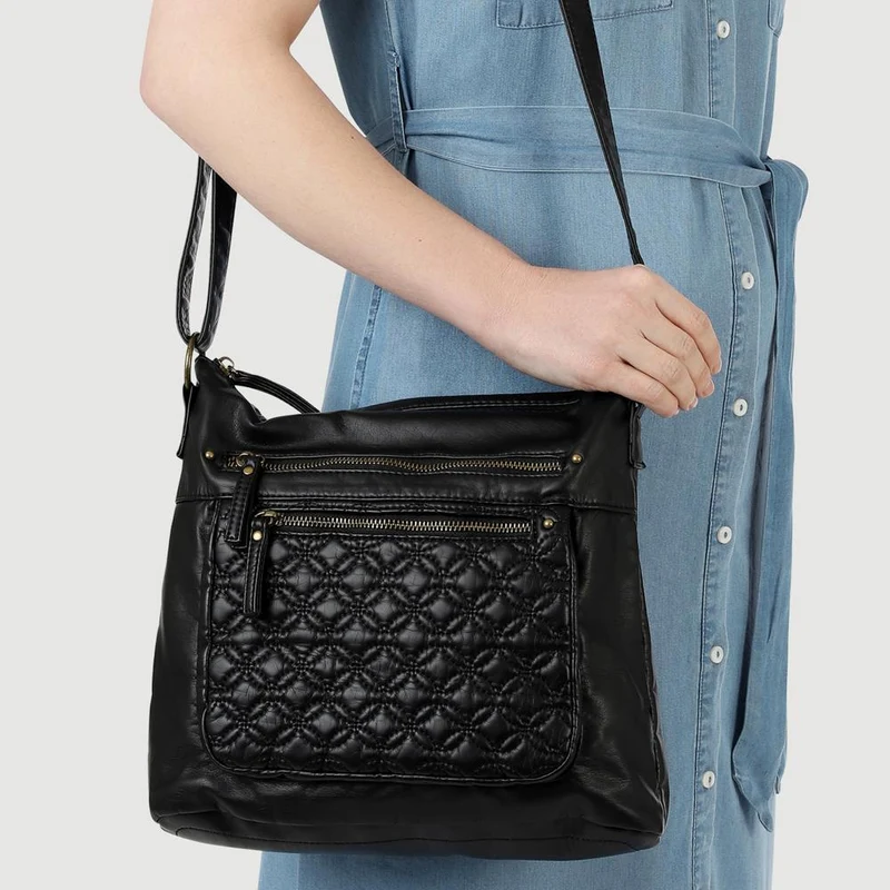 Multi-Zip Cross-Body Bag - WAHT41001 / 327 237 - Black