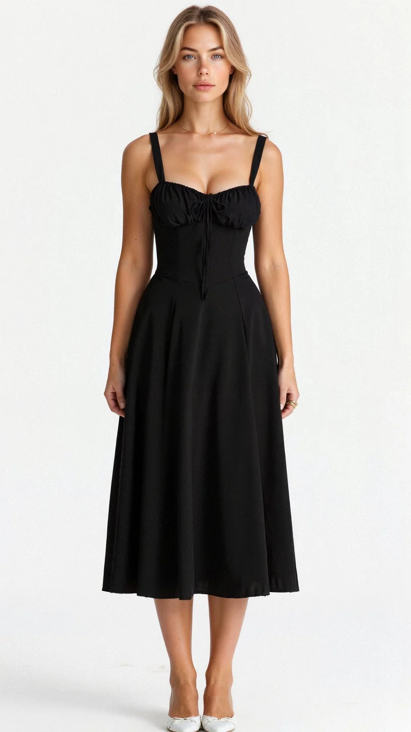 Cerene | Geblümtes Midikleid mit Korsett-Mieder für Damen