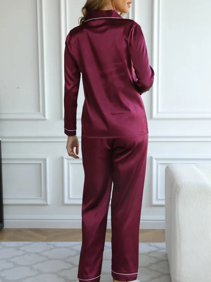 Mirla Satin Pyjama-Set Damen | Elegantes Lounge-Set Langarm