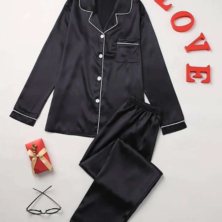 Mirla Satin Pyjama-Set Damen | Elegantes Lounge-Set Langarm