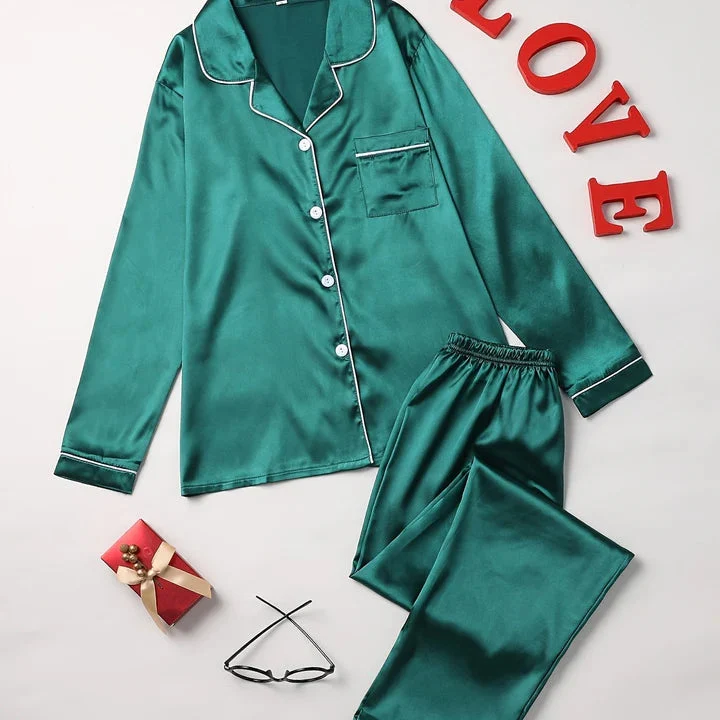Mirla Satin Pyjama-Set Damen | Elegantes Lounge-Set Langarm