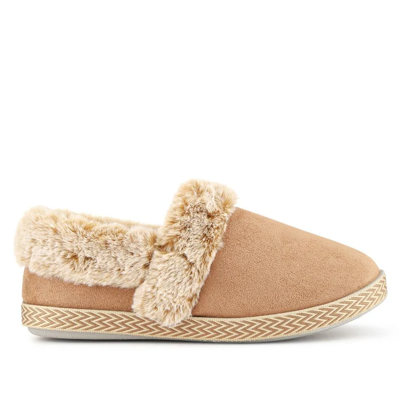 Warm-Lined Memory Foam Slippers - QING40038 / 326 611 - Taupe