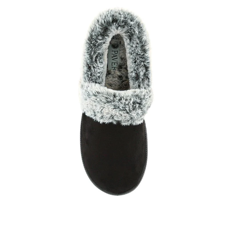 Warm-Lined Memory Foam Slippers - QING40038 / 326 611 - Black