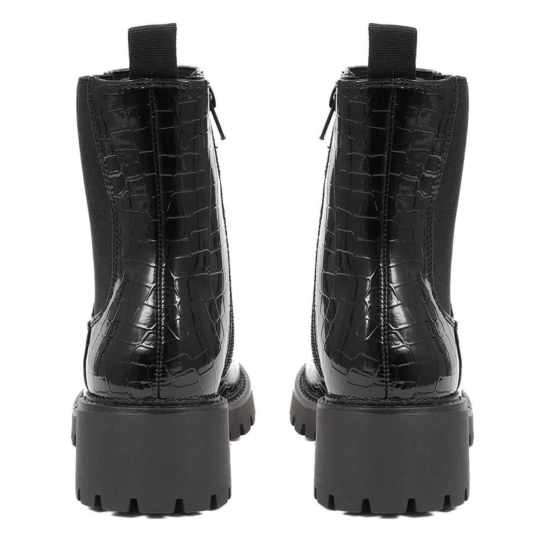 Croc Patent Ankle Boots - BELWBINS38131 / 324 577 - Black Croc