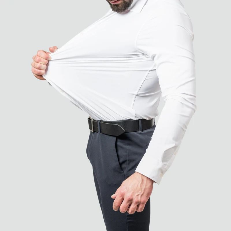 Camicia da uomo bianca | Elasticizzata e senza bisogno di stiratura con vestibilità slim