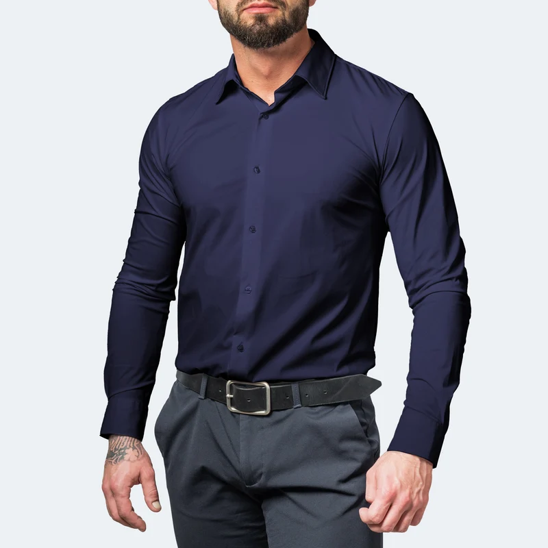 Camicia da uomo bianca | Elasticizzata e senza bisogno di stiratura con vestibilità slim