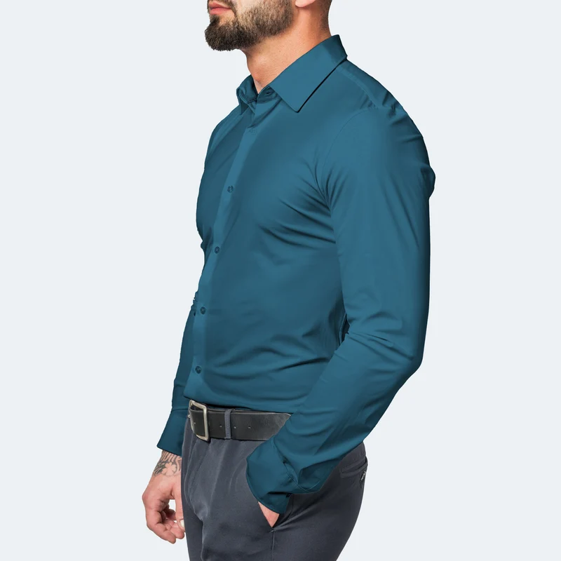 Camicia da uomo bianca | Elasticizzata e senza bisogno di stiratura con vestibilità slim