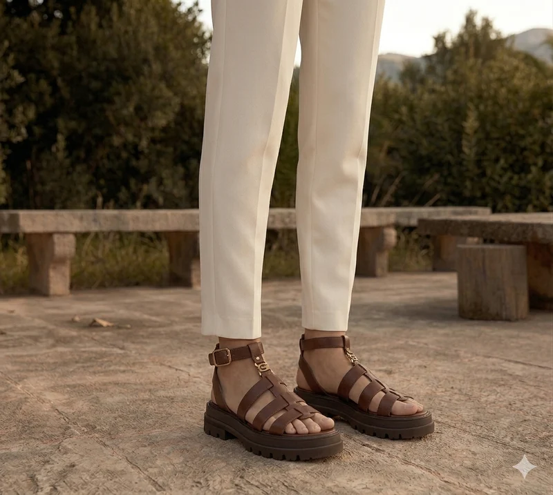 Sandali intrecciati da donna | Slip-on con suola spessa estivi