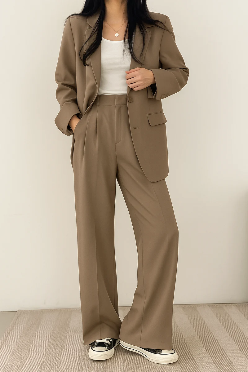 Completo da donna in due pezzi | Blazer e pantaloni in cotone ed elastan
