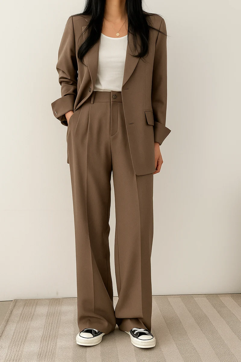 Completo da donna in due pezzi | Blazer e pantaloni in cotone ed elastan