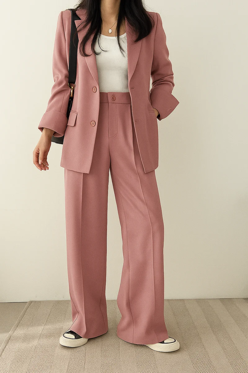 Completo da donna in due pezzi | Blazer e pantaloni in cotone ed elastan