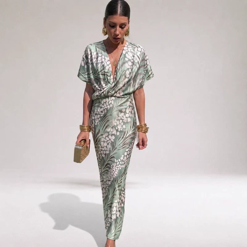 Abito lungo fluente | Elegante abito da sera da donna