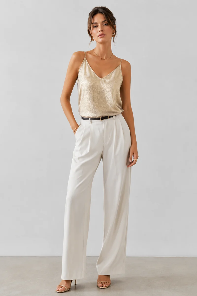 Top metallico con scollo a V | Canotta da donna