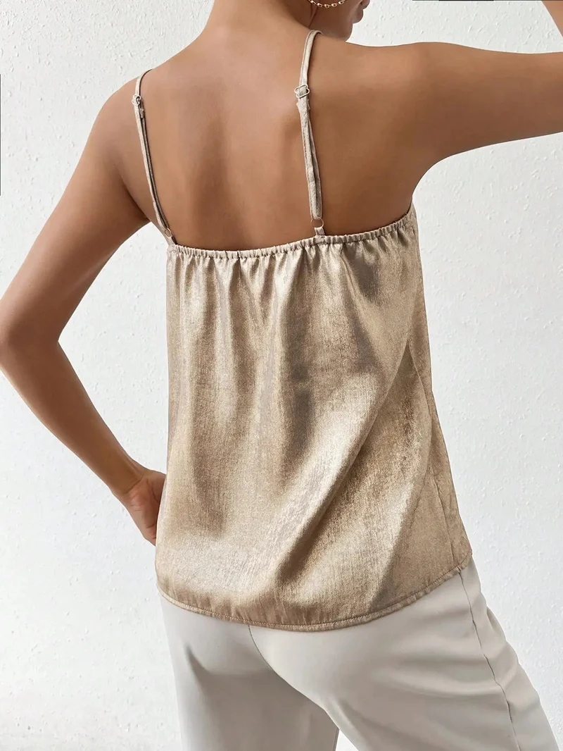 Top metallico con scollo a V | Canotta da donna