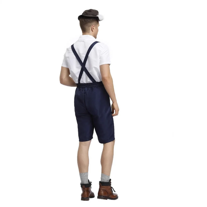 Herren nan traditionelle Oktoberfest Lederhose kurz mit verstellbaren Trägern und Zierstickerei Drune