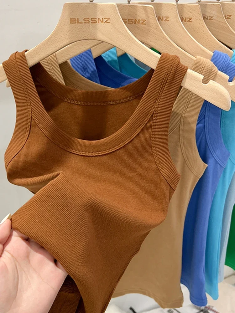 Canotta elasticizzata con scollo rotondo | Top base estivo da donna