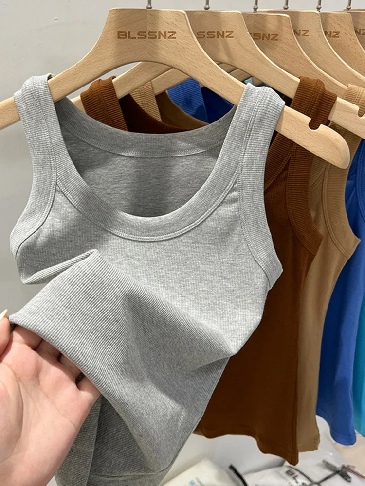 Canotta elasticizzata con scollo rotondo | Top base estivo da donna
