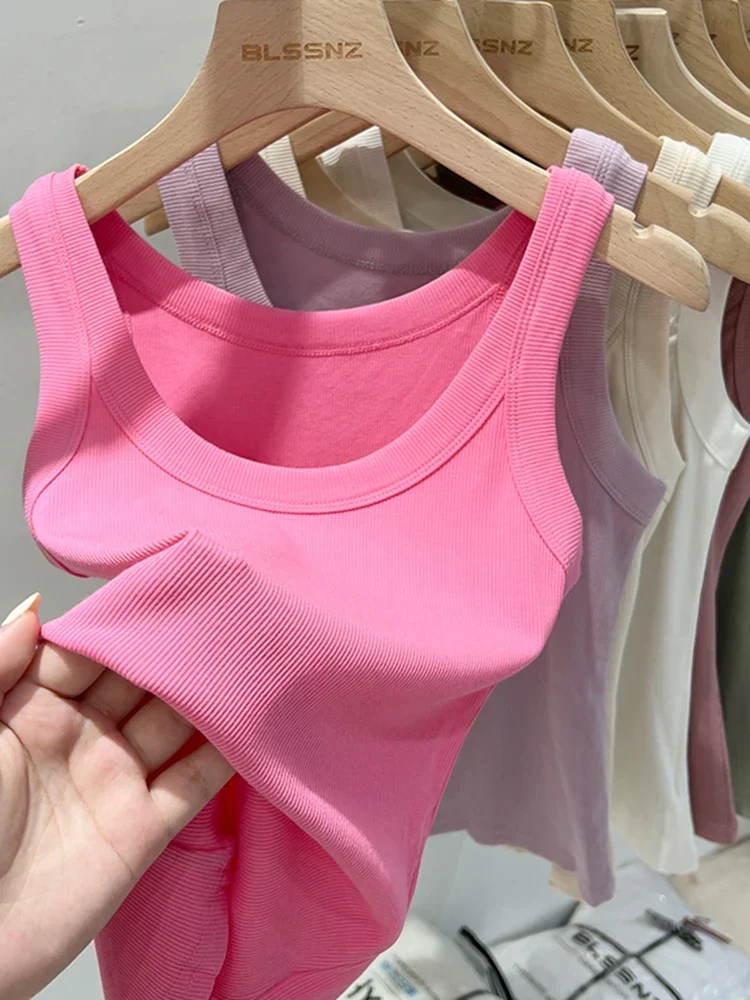 Canotta elasticizzata con scollo rotondo | Top base estivo da donna