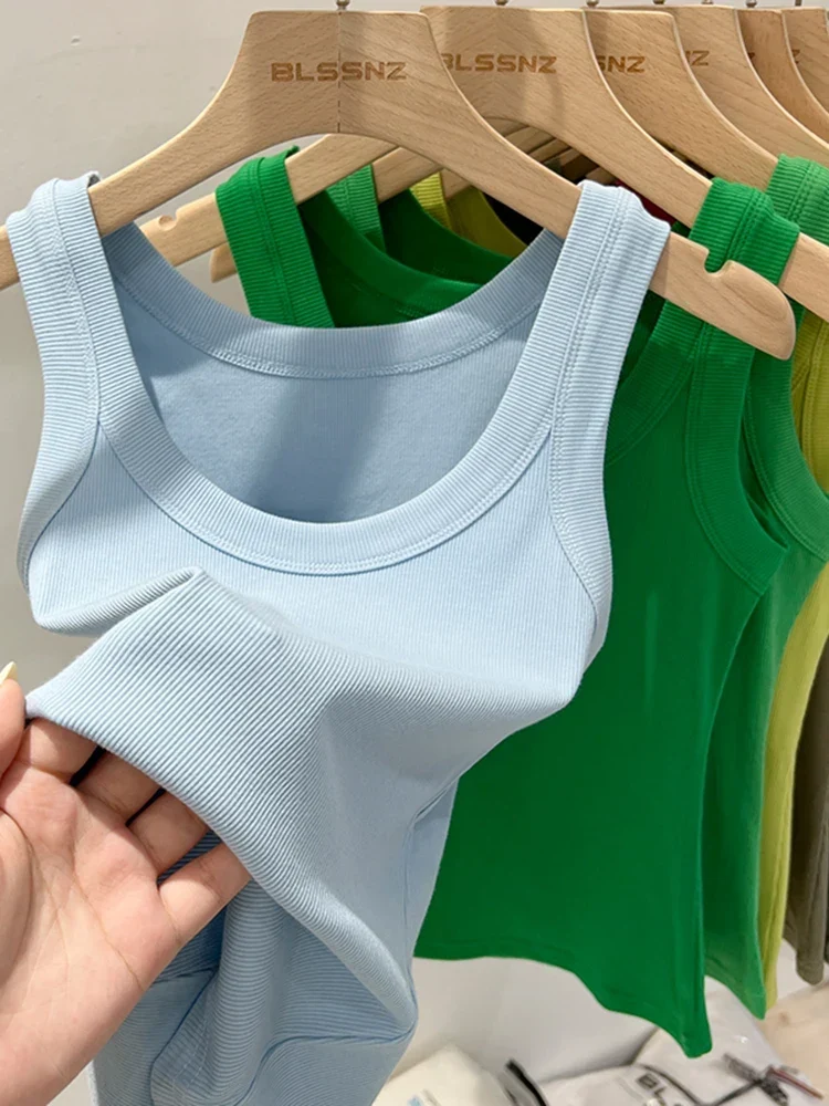 Canotta elasticizzata con scollo rotondo | Top base estivo da donna