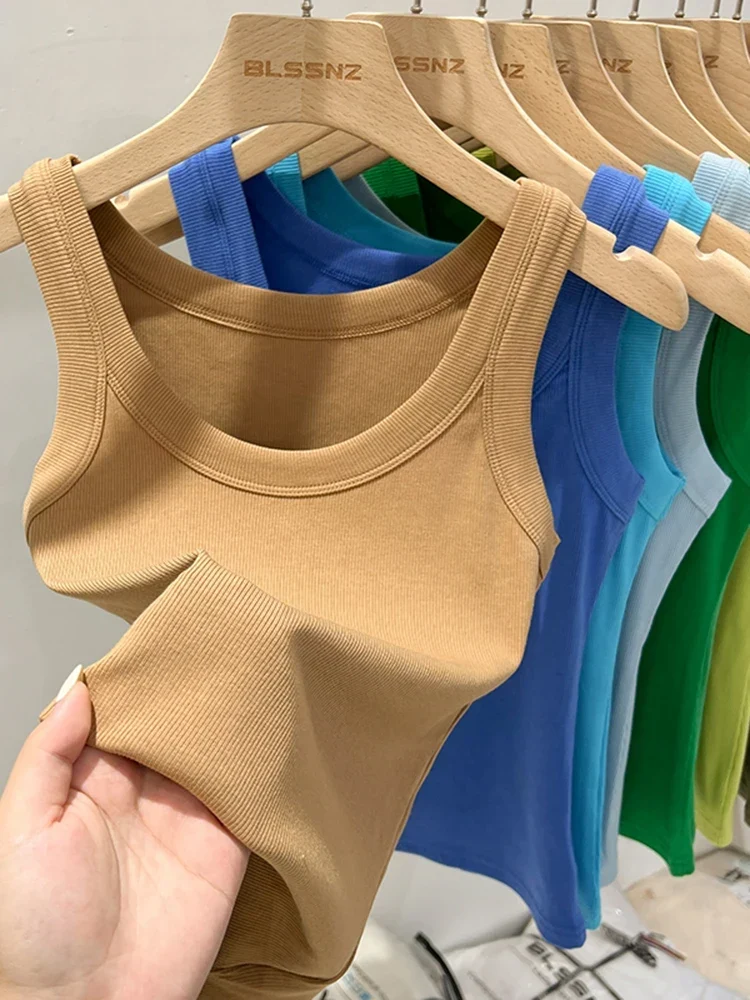 Canotta elasticizzata con scollo rotondo | Top base estivo da donna
