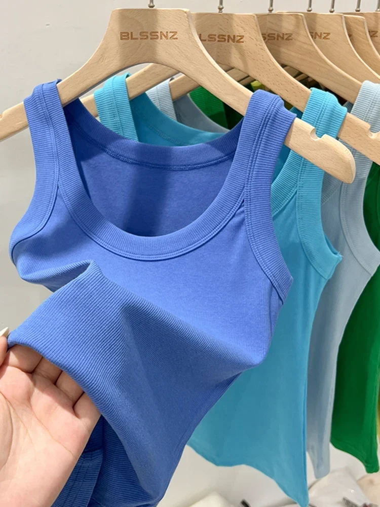 Canotta elasticizzata con scollo rotondo | Top base estivo da donna