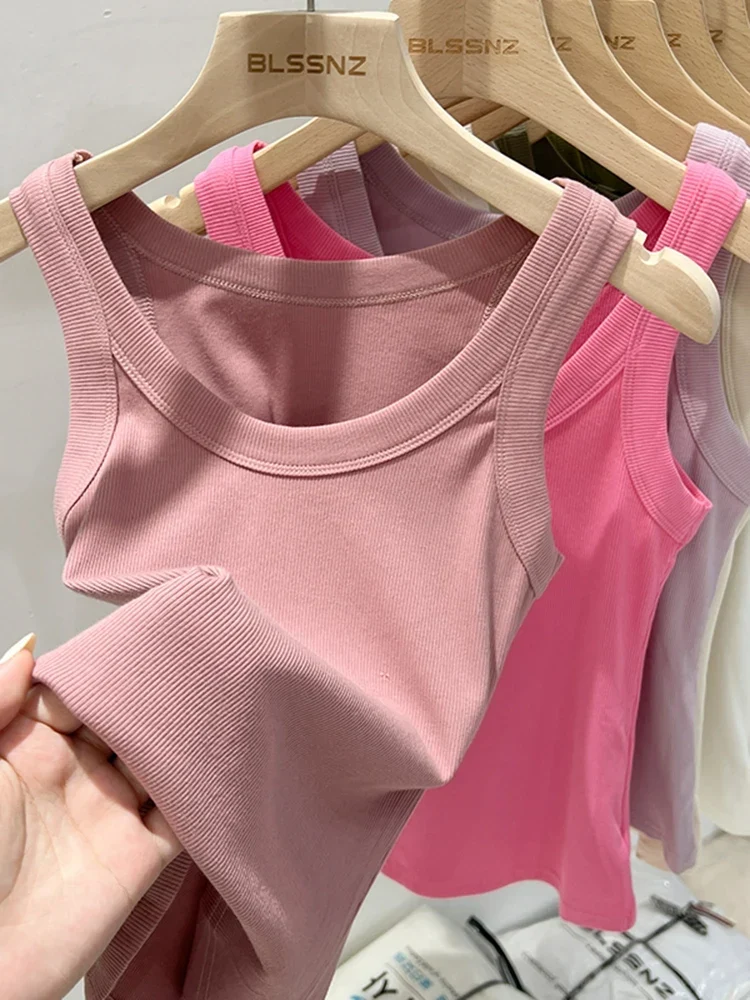 Canotta elasticizzata con scollo rotondo | Top base estivo da donna