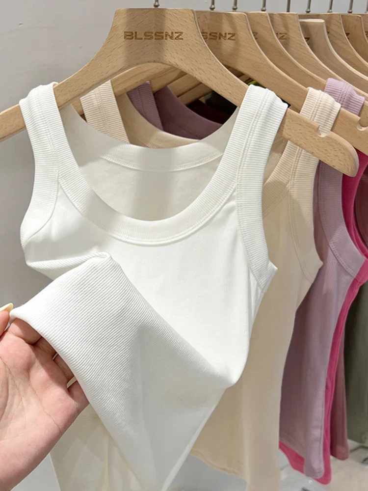 Canotta elasticizzata con scollo rotondo | Top base estivo da donna
