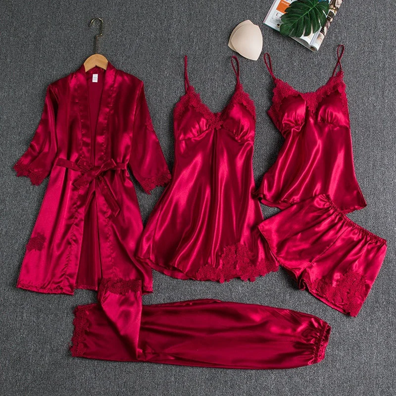 Set pigiama elegante | Set di biancheria da notte in cinque pezzi