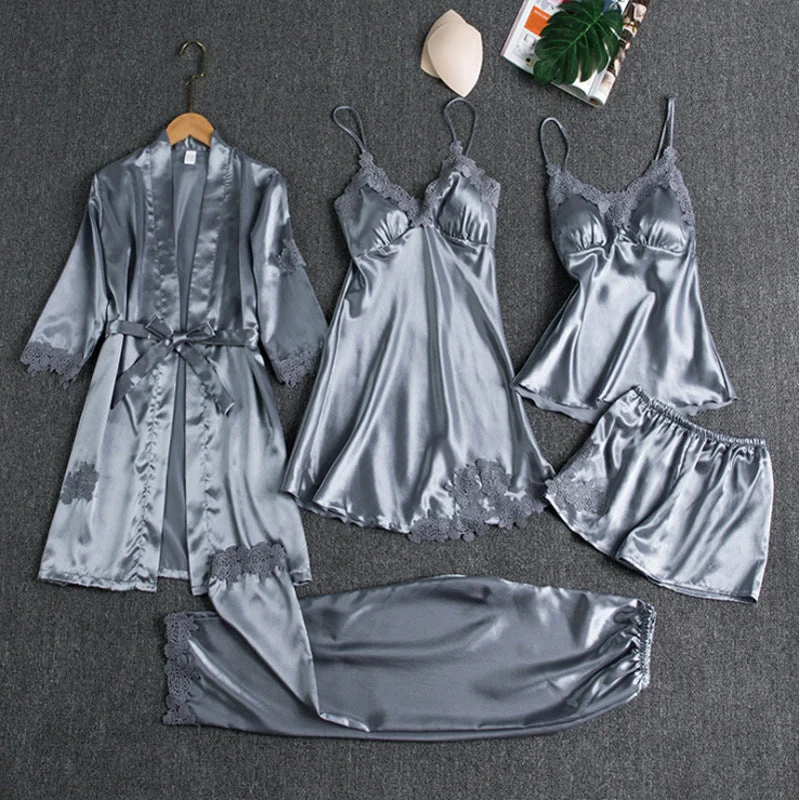 Set pigiama elegante | Set di biancheria da notte in cinque pezzi